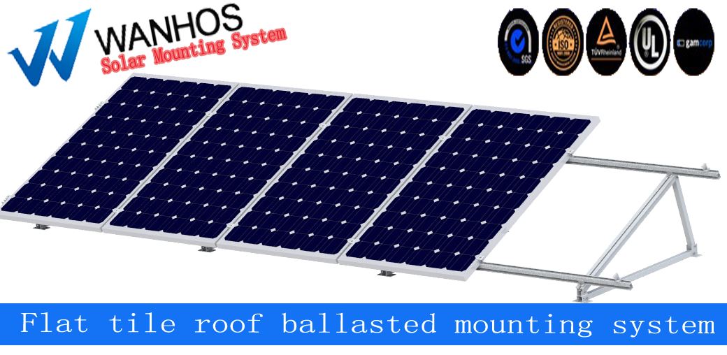 Mái ngói phẳng hệ thống lắp đặt Flat tile roof ballasted mounting system